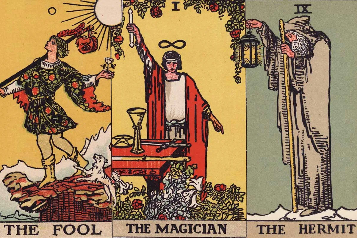 Major Arcana Tarot Numerology, fool, magician, hermit journey